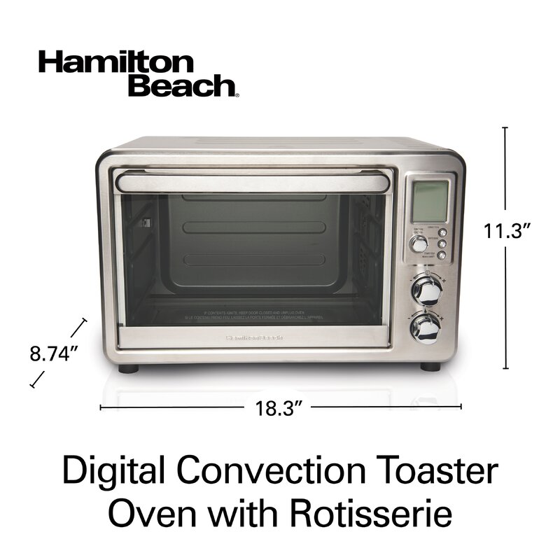 $89, Hamilton Beach Digital Countertop Oven with Convection and Rotisserie, store Mode